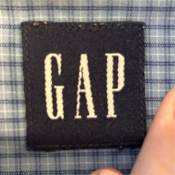 Gap Men's Large Blue Check Button-Down Shirt Long Sleeve Casual - Picture 3 of 8